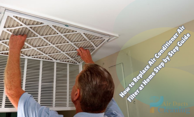 technician is replacing an air ducts air filter