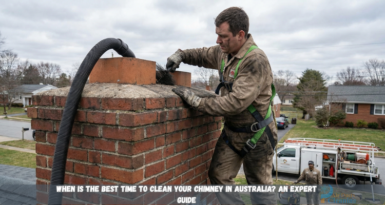 Technician is cleaning a chimney