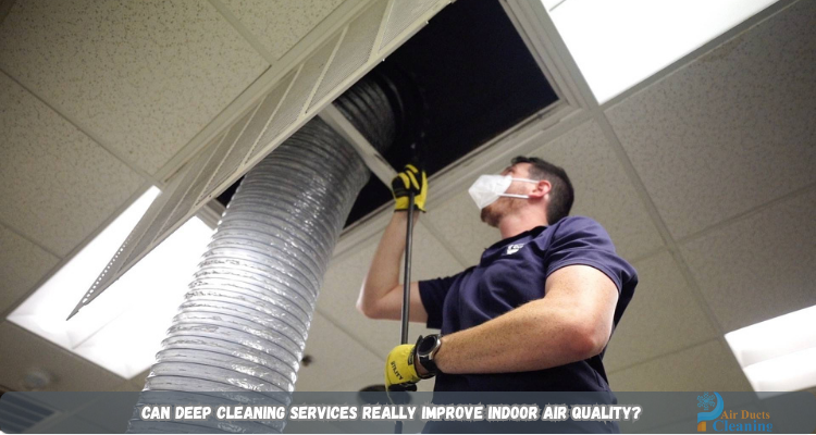 technician is deep cleaning the air duct