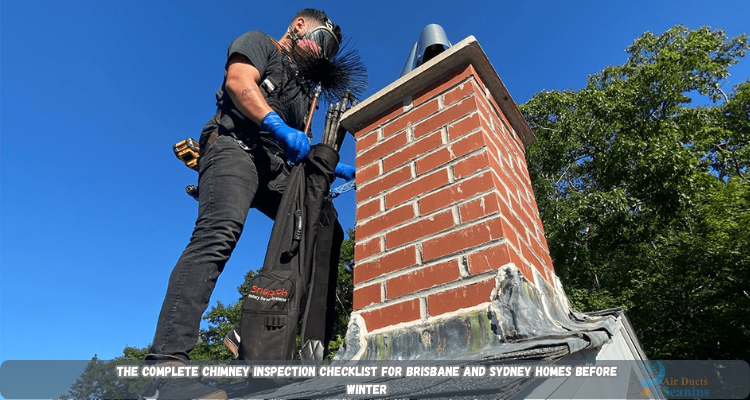 Technician is inspecting the chimney